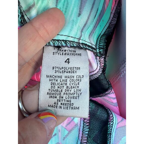 Sangria Women's Sheath Dress Sabrina Neck Cap Sleeve Colorful Leaf Print Size 4 - Picture 8 of 10